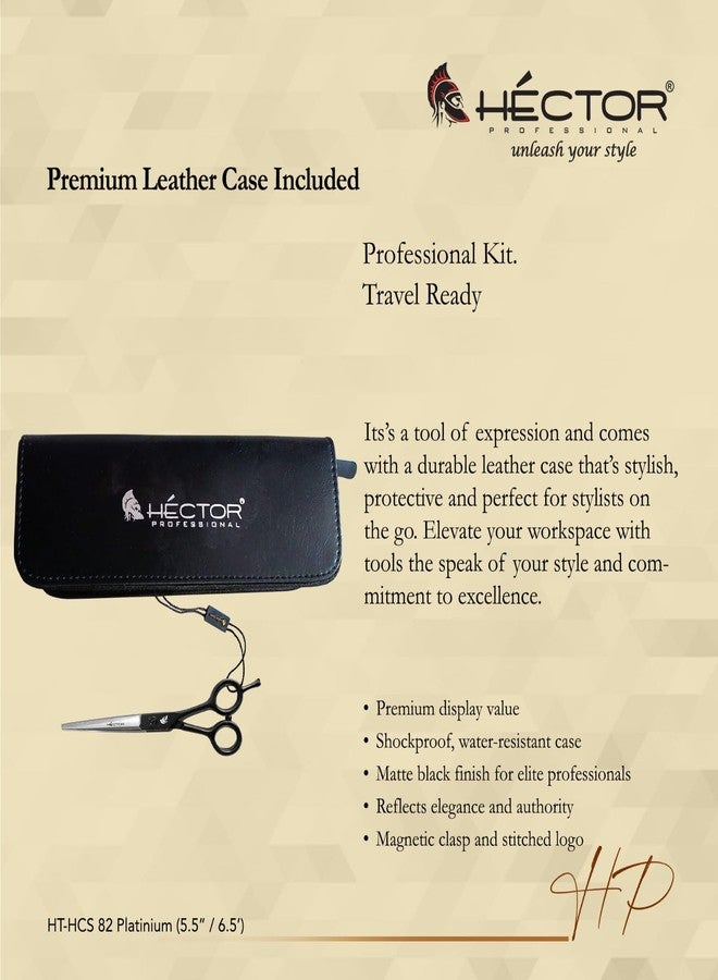 Hector Professional Platinum Premium Pro Hair Cutting Scissor, Super Alloy Steel,Ergonomic Design with Leather Case, Black (5.5") - Image 4